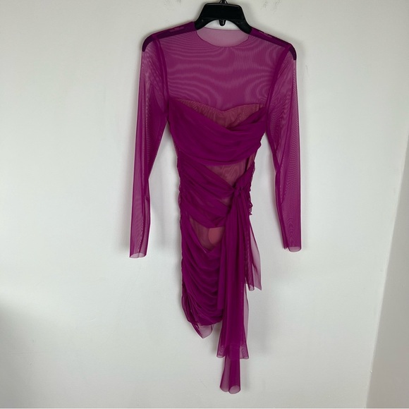 NWT Miss Circle Gillian Fuchsia Long Sleeve Mesh Dress size XS Pink - Picture 4 of 7